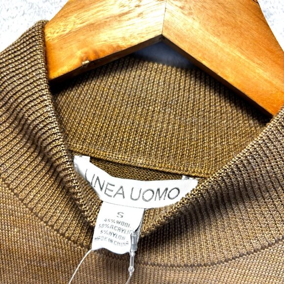 NWT Linea Uomo Wool Blend Turtleneck Sweater Mens Small S Tan Skicore Minimalist - Picture 6 of 9